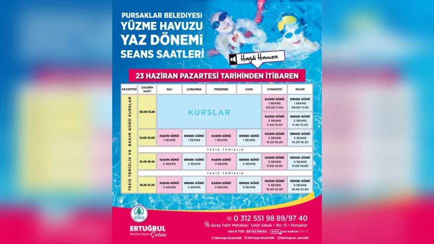 Pursaklar Belediyesi yaz dönemi yüzme havuzu takvimini duyurdu: Seans saatleri değişti